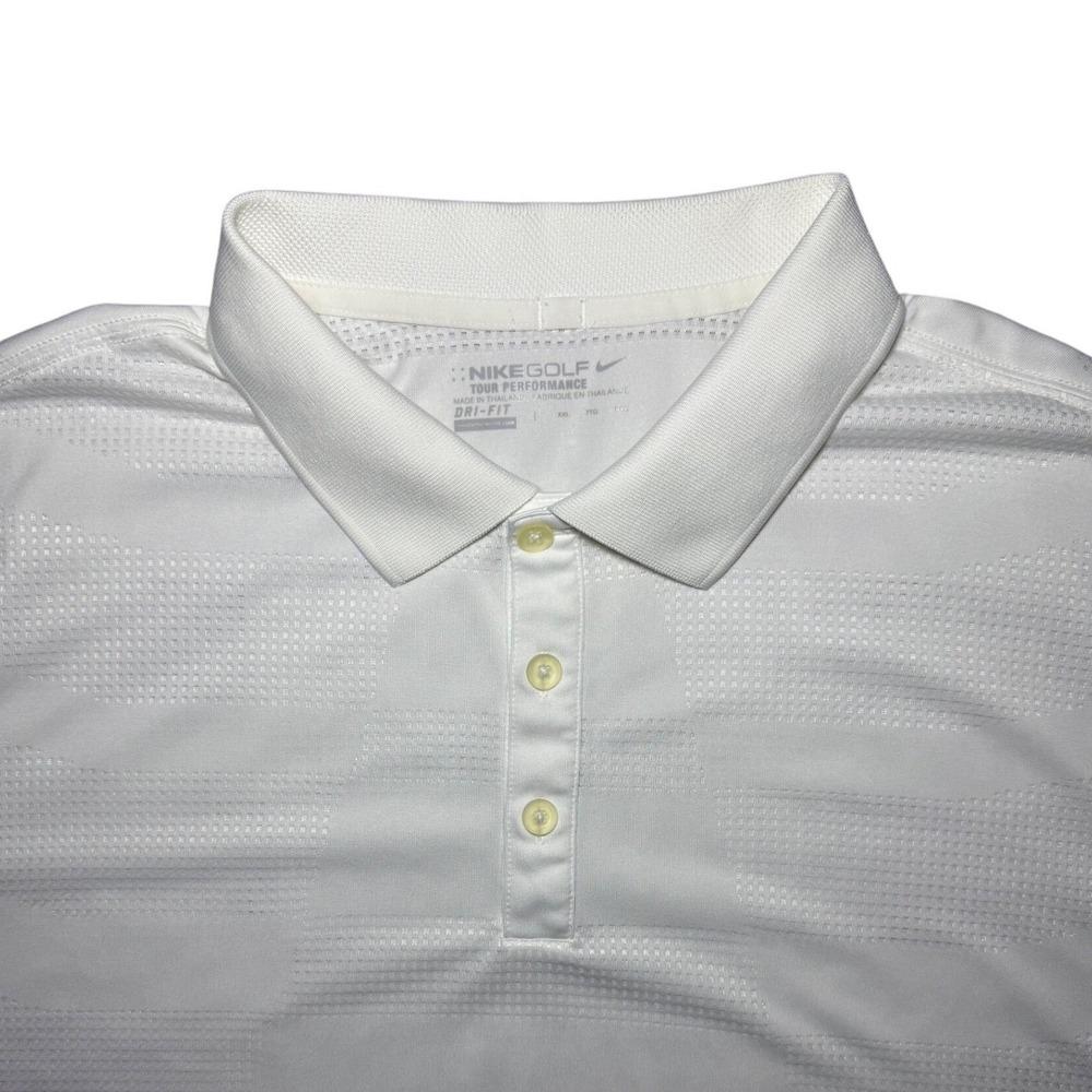 Nike Golf Polo Short Sleeve Shirt Mens XXL Off White Dri-FIT Tour Performance